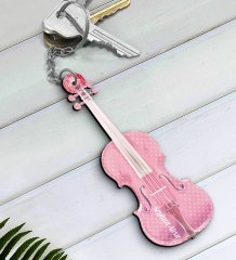 Kişiye Özel İsimli Keman Violin Enstrüman Ahşap Anahtarlık-6