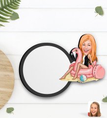 Kişiye Özel Tatil Karikatürlü Ahşap Bardak Altlığı-1