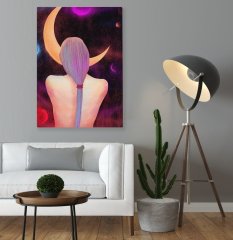 BK Home Ay ve Kadın Modern Sanat Tasarımlı Kanvas Tablo 70x100cm