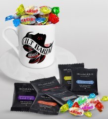 Kişiye Özel Cilt Bakım Uzmanı Türk Kahvesi Fincanı Selamlique Karışık Türk Kahvesi ve Haribo Şeker Hediye Seti-2