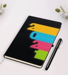 Kişiye Özel 2023 Mutlu Yıllar Siyah Defter ve Kalem Hediye Seti-12