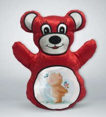BK Gift Tatlı Ayıcık Tasarımlı Kırmızı Ayıcık Yastık-3