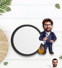 Kişiye Özel Tamirci Karikatürlü Ahşap Bardak Altlığı-1