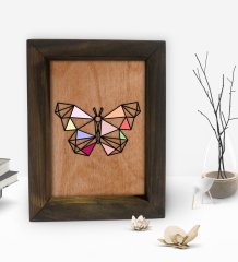BK Gift Kelebek Tasarımlı Dekoratif Doğal Masif Ahşap Çerçeve 15x20cm-1