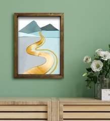 BK Gift Otel Odası Konseptli Doğal Masif Ahşap Çerçeveli Tablo 30x40cm-37