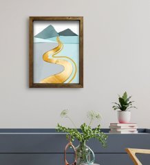 BK Gift Otel Odası Konseptli Doğal Masif Ahşap Çerçeveli Tablo 30x40cm-37