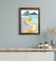 BK Gift Otel Odası Konseptli Doğal Masif Ahşap Çerçeveli Tablo 30x40cm-37
