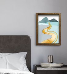 BK Gift Otel Odası Konseptli Doğal Masif Ahşap Çerçeveli Tablo 30x40cm-37