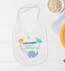 BK Kids Amıcasının Erkeğe Tasarımlı Beyaz Bebek Body Zıbın ve Mama Önlüğü Hediye Seti-1