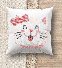 BK Gift Modern Art Tasarımlı Beyaz Kırlent Yastık, Ev Hediyesi, Ev Dekorasyonu, Dekoratif Hediye-12
