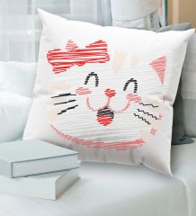 BK Gift Modern Art Tasarımlı Beyaz Kırlent Yastık, Ev Hediyesi, Ev Dekorasyonu, Dekoratif Hediye-12