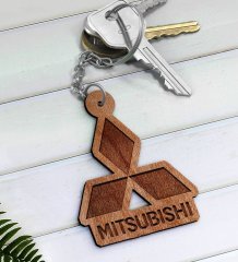 Mitsubishi Logolu Ahşap Anahtarlık-1