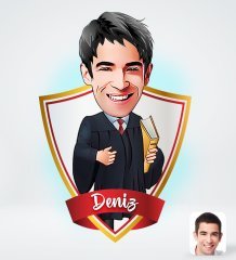 Kişiye Özel İsimli Erkek Avukat Tasarımlı Dijital Karikatür-1