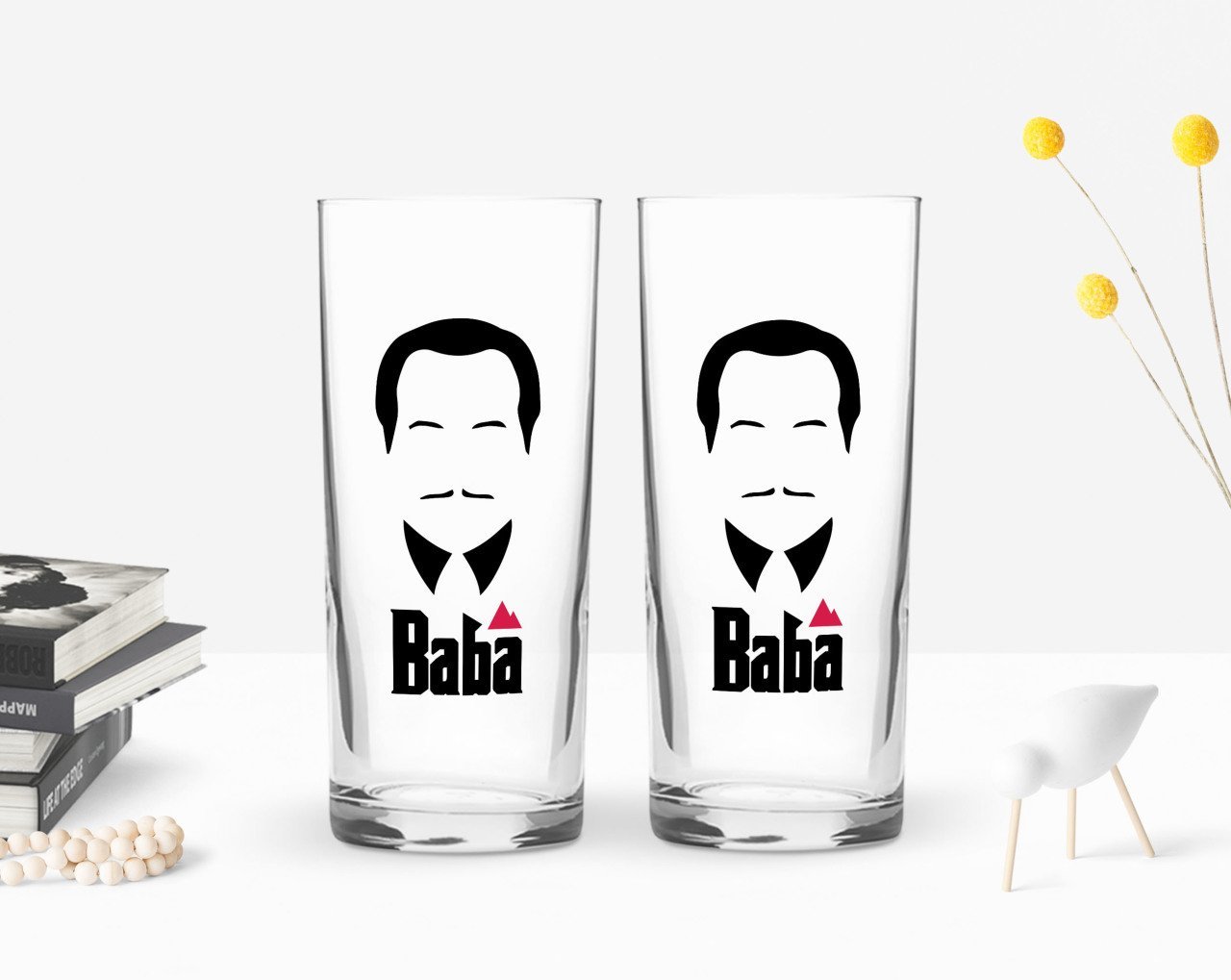 BK Home Renkli Baskılı Godfather Baba Tasarımlı İkili Rakı Bardağı Seti-12