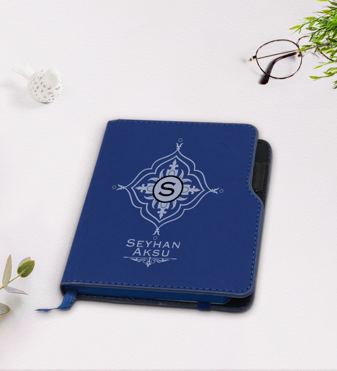 Kişiye Özel İsimli Lacivert Termo Deri Defter-26