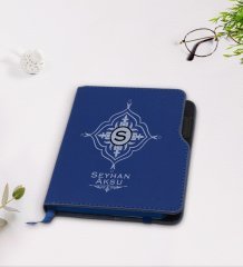 Kişiye Özel İsimli Lacivert Termo Deri Defter-26