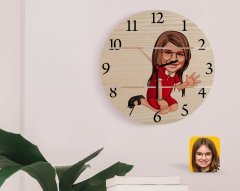 Kişiye Özel Kız Çocuk Karikatürlü Otantik Ahşap Palet Saat-2
