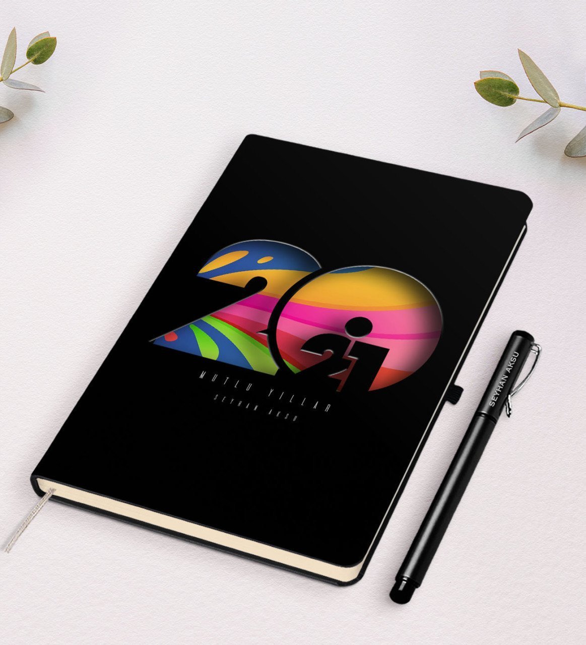 Kişiye Özel 2023 Mutlu Yıllar Siyah Defter ve Kalem Hediye Seti-11