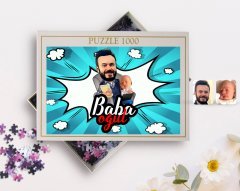 Kişiye Özel Baba Oğul Karikatürlü 1000 Parça Profesyonel Puzzle-4