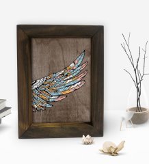 BK Gift Kanat Tasarımlı Dekoratif Doğal Masif Ahşap Çerçeve 15x20cm-2