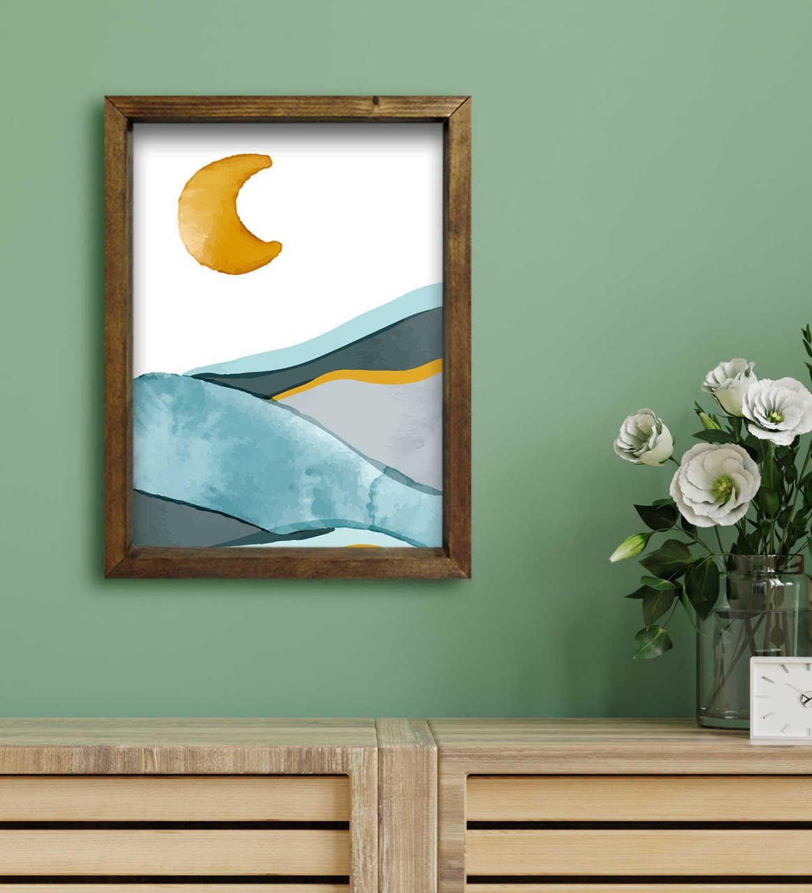 BK Gift Otel Odası Konseptli Doğal Masif Ahşap Çerçeveli Tablo 30x40cm-36