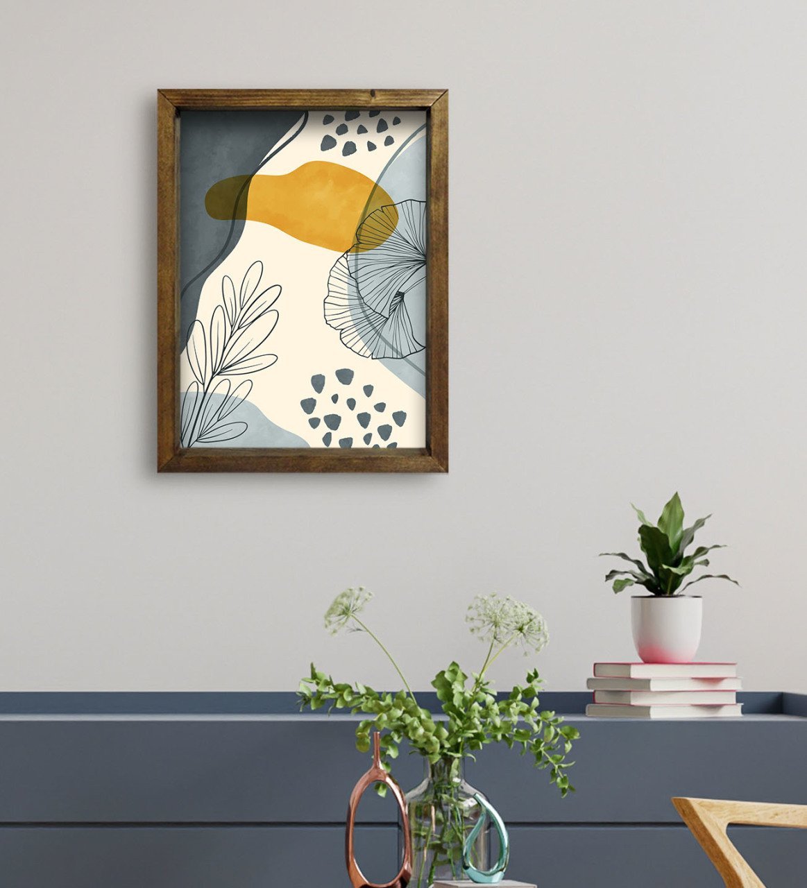 BK Gift Otel Odası Konseptli Doğal Masif Ahşap Çerçeveli Tablo 45x65cm-87