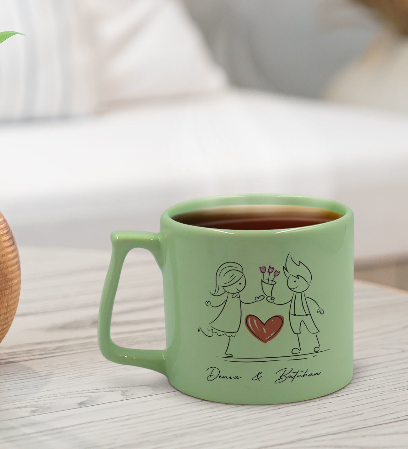 BK Gift Kişiye Özel Sevgili İsimli Pastel Yeşil Middle Kupa Bardak, Arkadaşa Hediye, Ev Hediyesi, Doğum Günü Hediyesi, Ofis Hediyesi-1