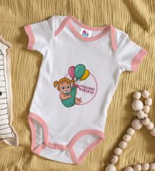 BK Kids Tizesinin Kızçesi Tasarımlı Pembe Bebek Body Zıbın-1