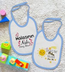 BK Kids Kişiye Özel Hala Tasarımlı 2’li Mavi Mama Önlüğü-2