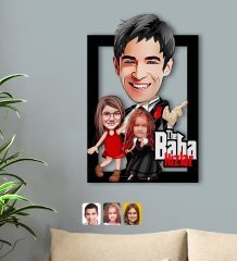 Kişiye Özel Godfather Baba ve Kızlar Karikatürlü 3D Ahşap Tablo-1