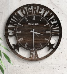 Kişiye Özel Canım Öğretmenim Ahşap Duvar Saati (Model 1)