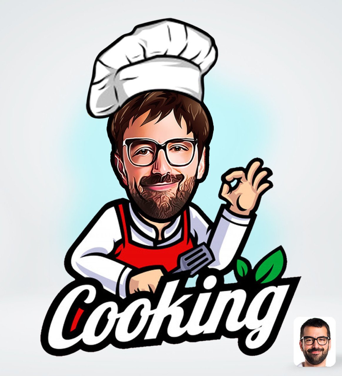 Kişiye Özel Erkek Chef Karikatürlü Sosyal Medya Dijital Profil Fotoğrafı - Model 14