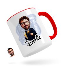 Kişiye Özel Erkek Hakim Karikatürlü Kırmızı Kupa Bardak-1