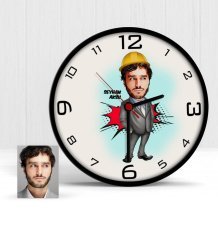 Kişiye Özel Mühendis Karikatür Ahşap Duvar Saati - 1