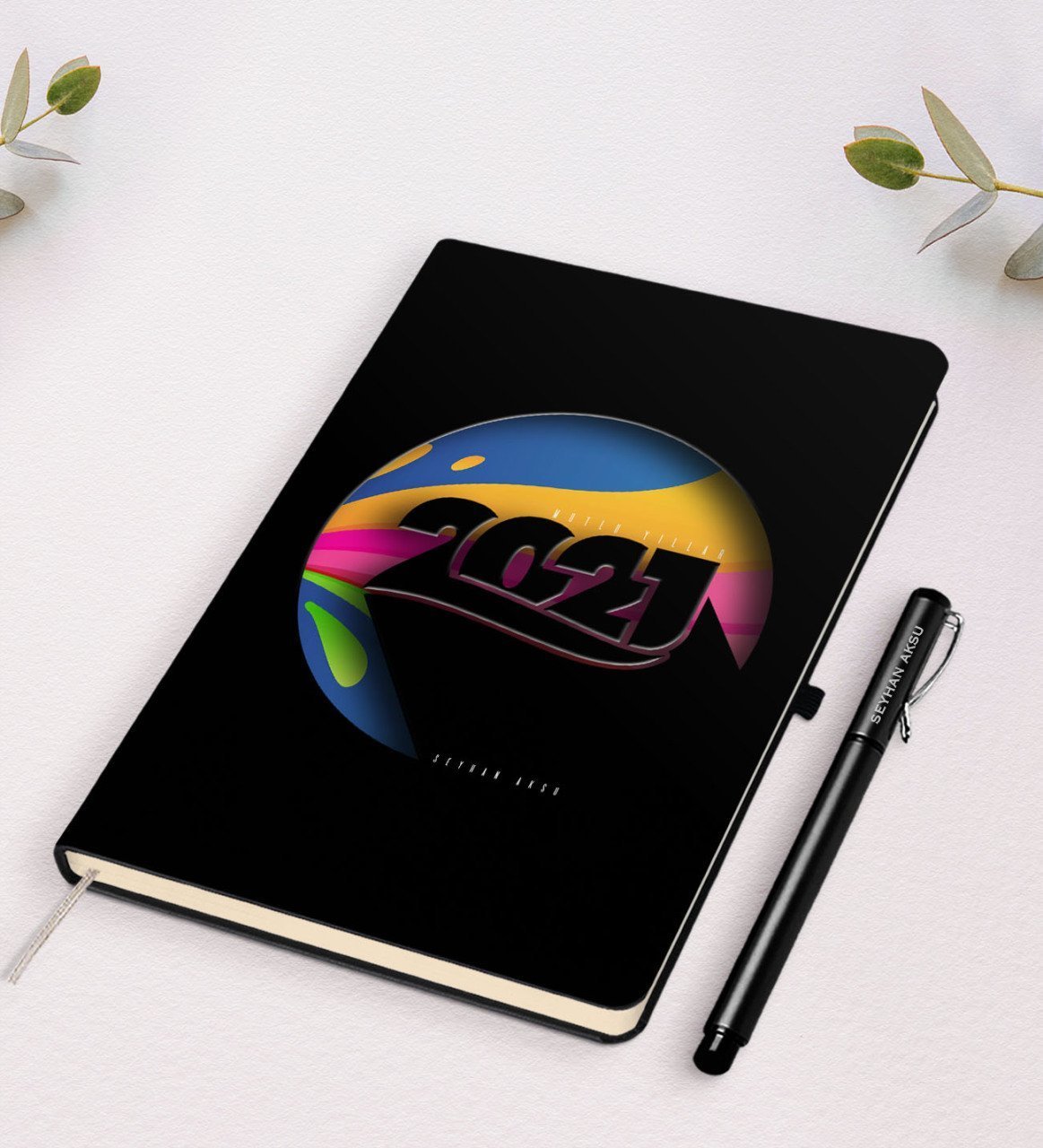 Kişiye Özel 2023 Mutlu Yıllar Siyah Defter ve Kalem Hediye Seti-10