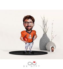BK Gift Kişiye Özel Erkek Amerikan Futbolcu Karikatürlü Ahşap Biblo-2