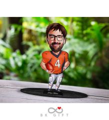 BK Gift Kişiye Özel Erkek Amerikan Futbolcu Karikatürlü Ahşap Biblo-2