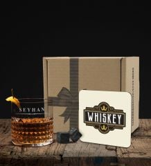 BK Gift Kişiye Özel İsimli Frasera Viski Kadehi Ahşap Bardak Altlığı ve Viski Taşı Hediye Seti-4, Sevgiliye Hediye, Babaya Hediye