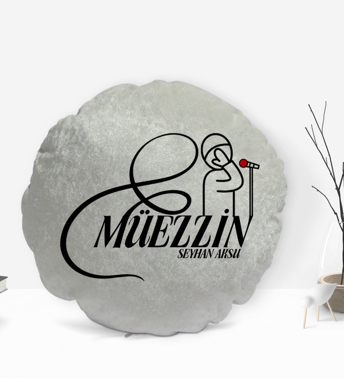Kişiye Özel İsimli Müezzin Tasarımlı Dekoratif Kırlent Yastık-1