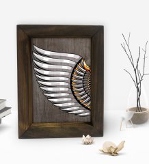 BK Gift Kanat Tasarımlı Dekoratif Doğal Masif Ahşap Çerçeve 15x20cm-1