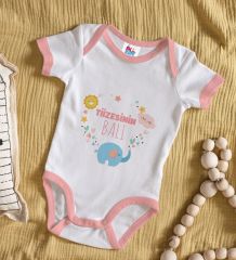 BK Kids Tizesinin Balı Tasarımlı Pembe Bebek Body Zıbın-1