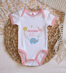 BK Kids Tizesinin Balı Tasarımlı Pembe Bebek Body Zıbın-1