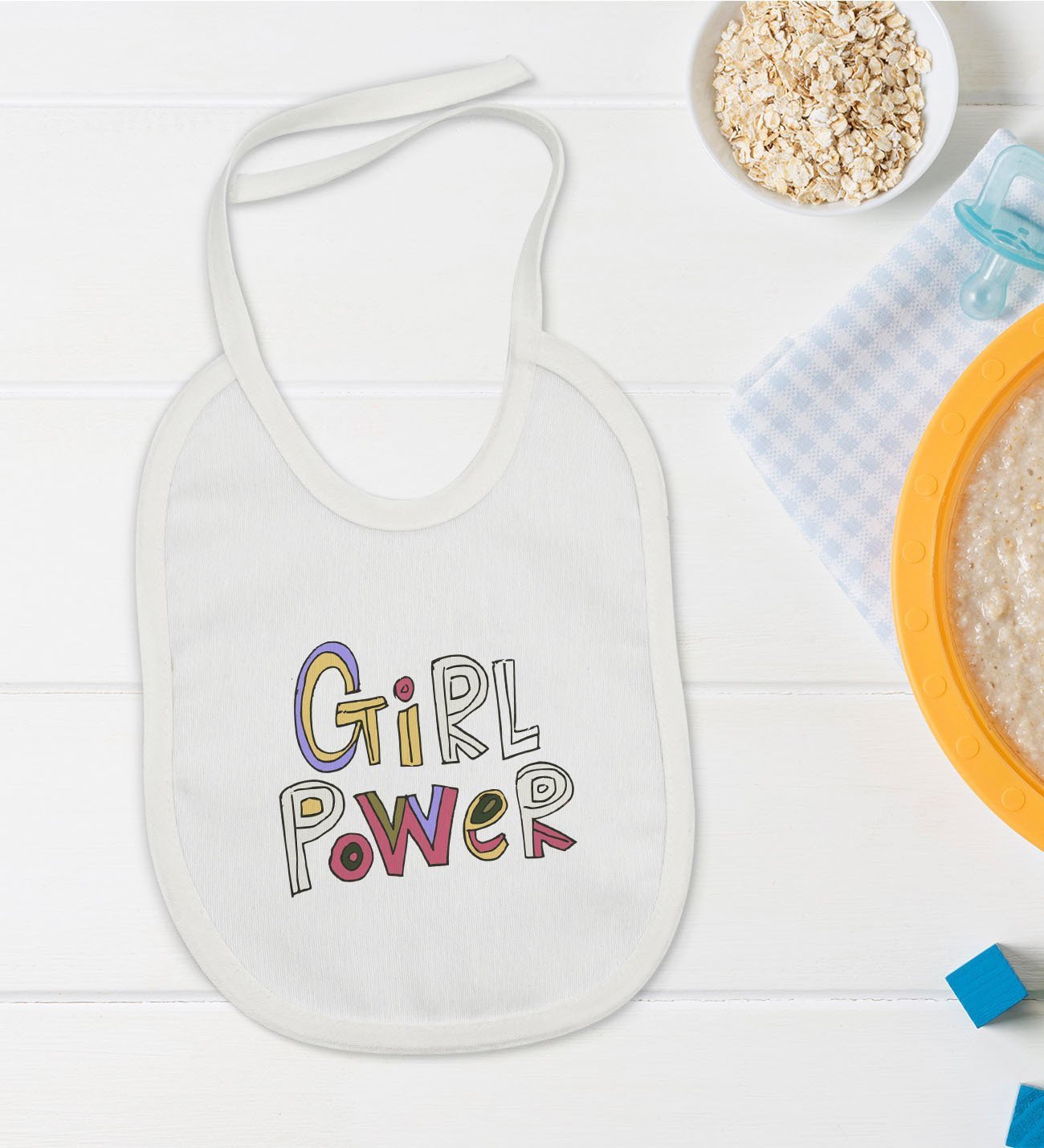 BK Kids Girl Power Tasarımlı Bebek Mama Önlüğü - Model 1