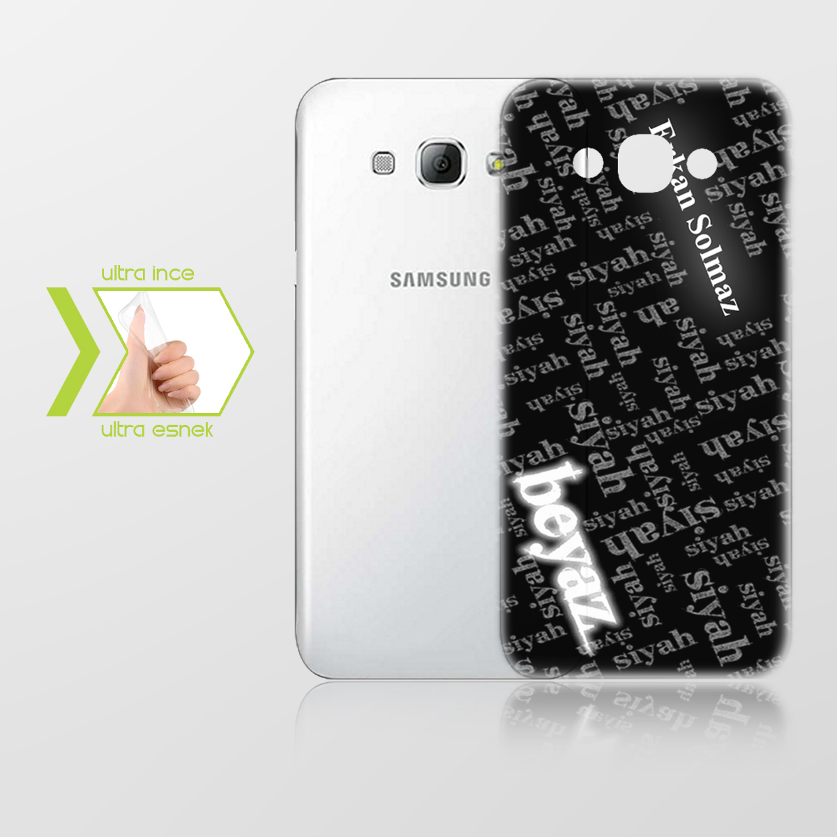 Kişiye Özel Samsung Galaxy A8 İnce Şeffaf Silikon Telefon Kapağı (Siyah Beyaz Temalı) 004