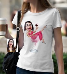 Kişiye Özel Bayan Karikatür Beyaz Tişört - 2