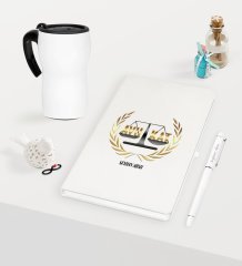 Kişiye Özel Avukat Temalı Beyaz Defter Kalem ve Termos Mug Seti  - 1