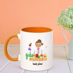 Kişiye Özel Mesleki Gıda Mühendisi Turuncu Kupa Bardak- 2