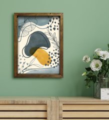 BK Gift Otel Odası Konseptli Doğal Masif Ahşap Çerçeveli Tablo 45x65cm-85