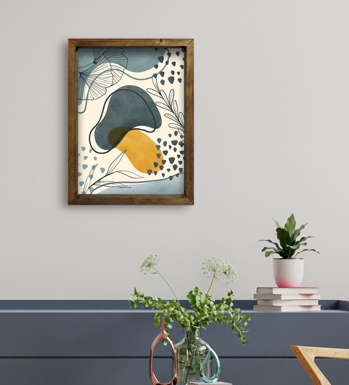 BK Gift Otel Odası Konseptli Doğal Masif Ahşap Çerçeveli Tablo 45x65cm-85