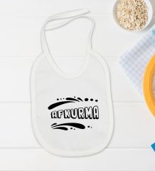 BK Kids Afkurma Tasarımlı Beyaz Bebek Body Zıbın ve Mama Önlüğü Hediye Seti-1